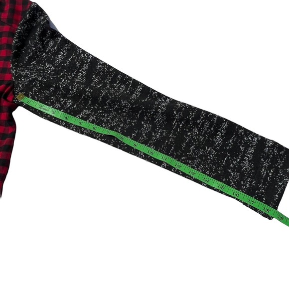 LOGO Lori Goldstein Size XS Red Buffalo Plaid Jacket Sweater Knit Sleeves - Picture 10 of 12